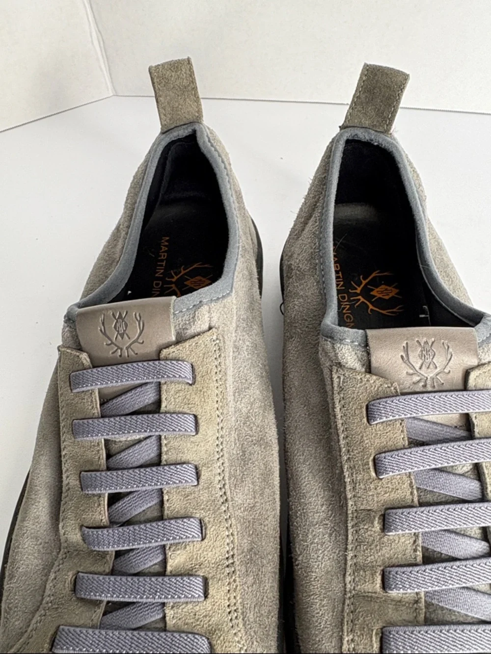 Martin Dingman Gray Suede Low-Top Sneakers with Black Sole